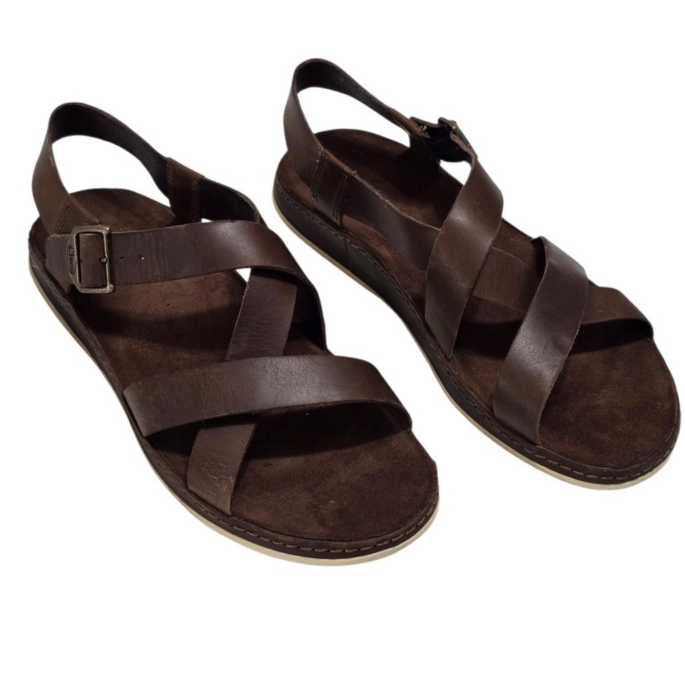 Chaco Otter Brown Leather Strappy Buckle Sandals Womens 9 J106530